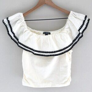 J.Crew Off-the-shoulder ruffle top in stretch cotton blend
